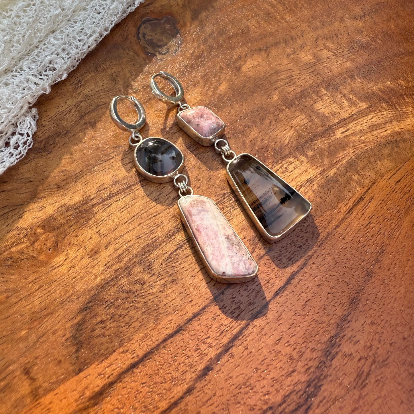 Rhodonite & Montana Agate Earrings