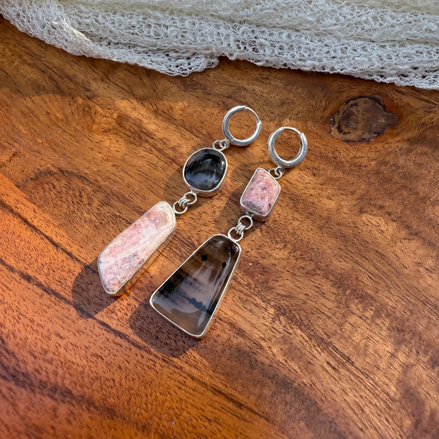 Rhodonite & Montana Agate Earrings
