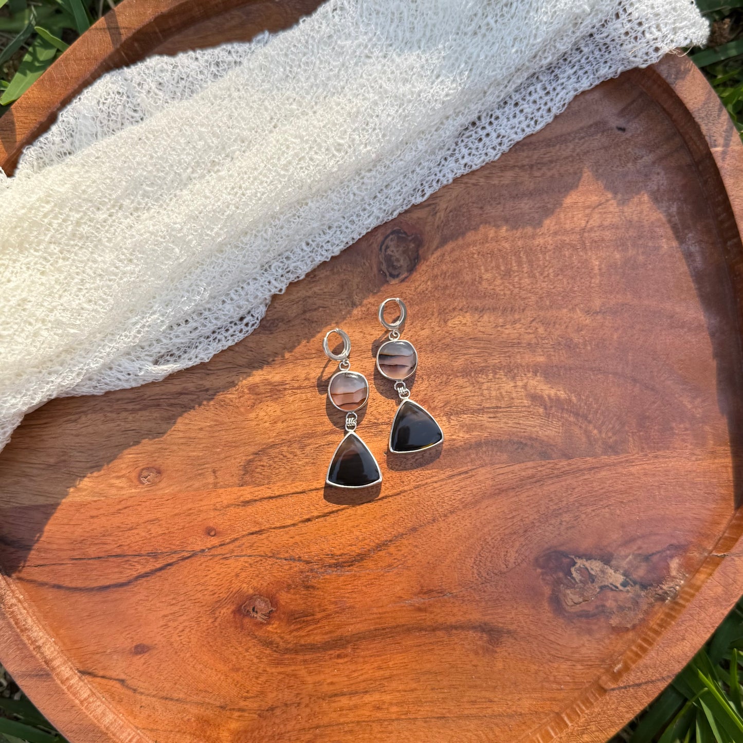 Rainbow Iris Montana Agate Earrings