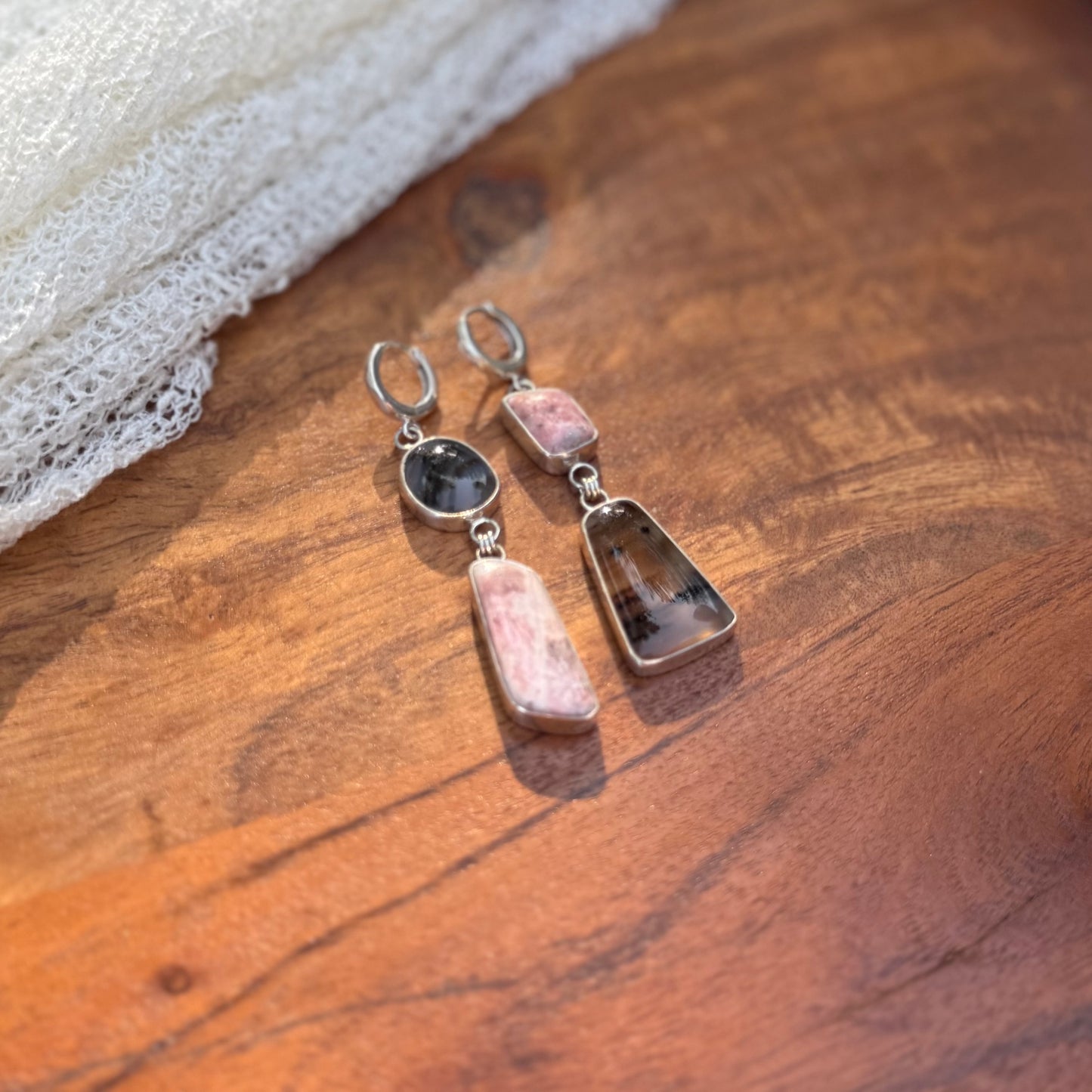Rhodonite & Montana Agate Earrings