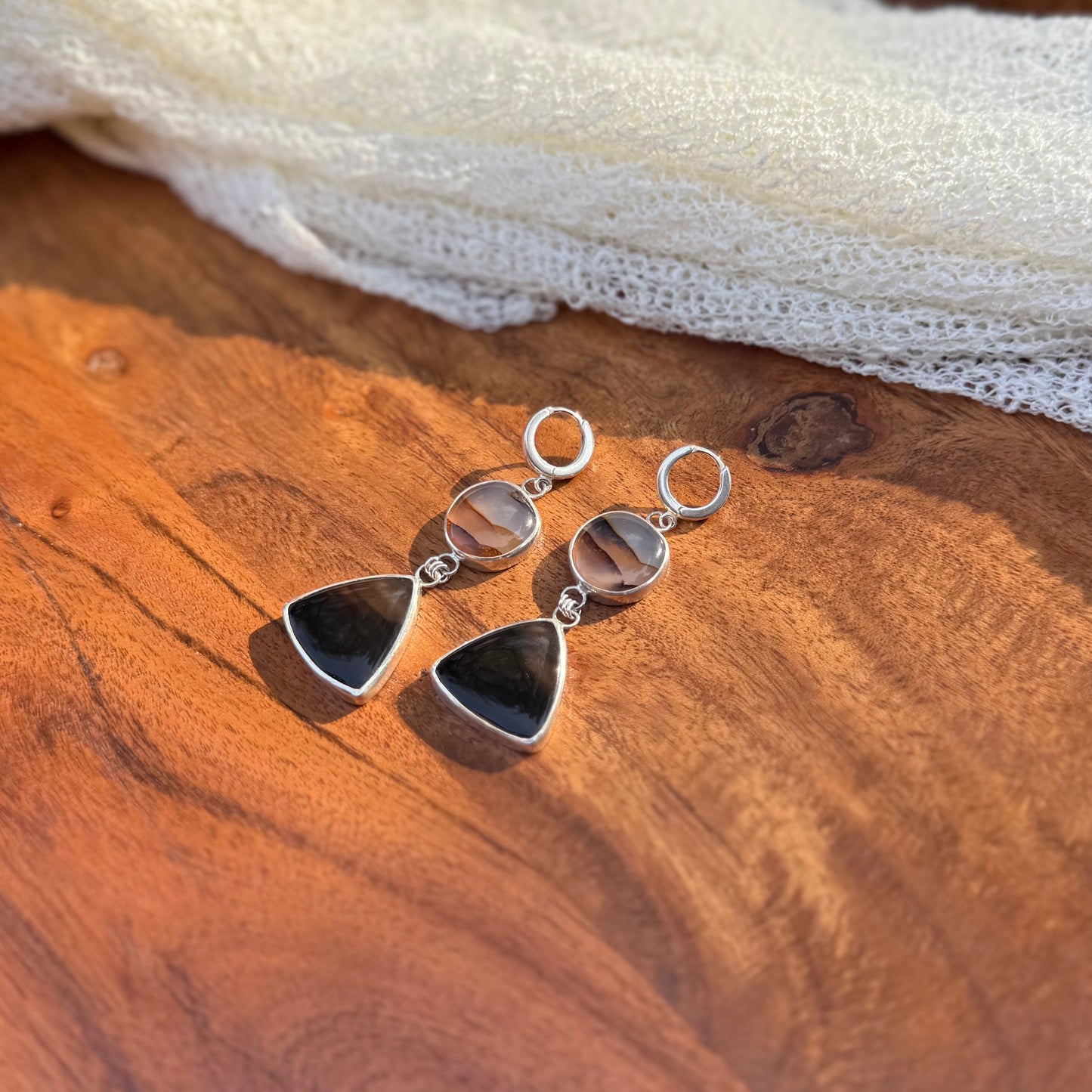 Rainbow Iris Montana Agate Earrings