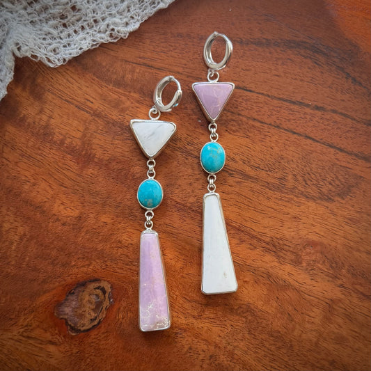 Phosphosiderite x White Buffalo x Turquoise Earrings