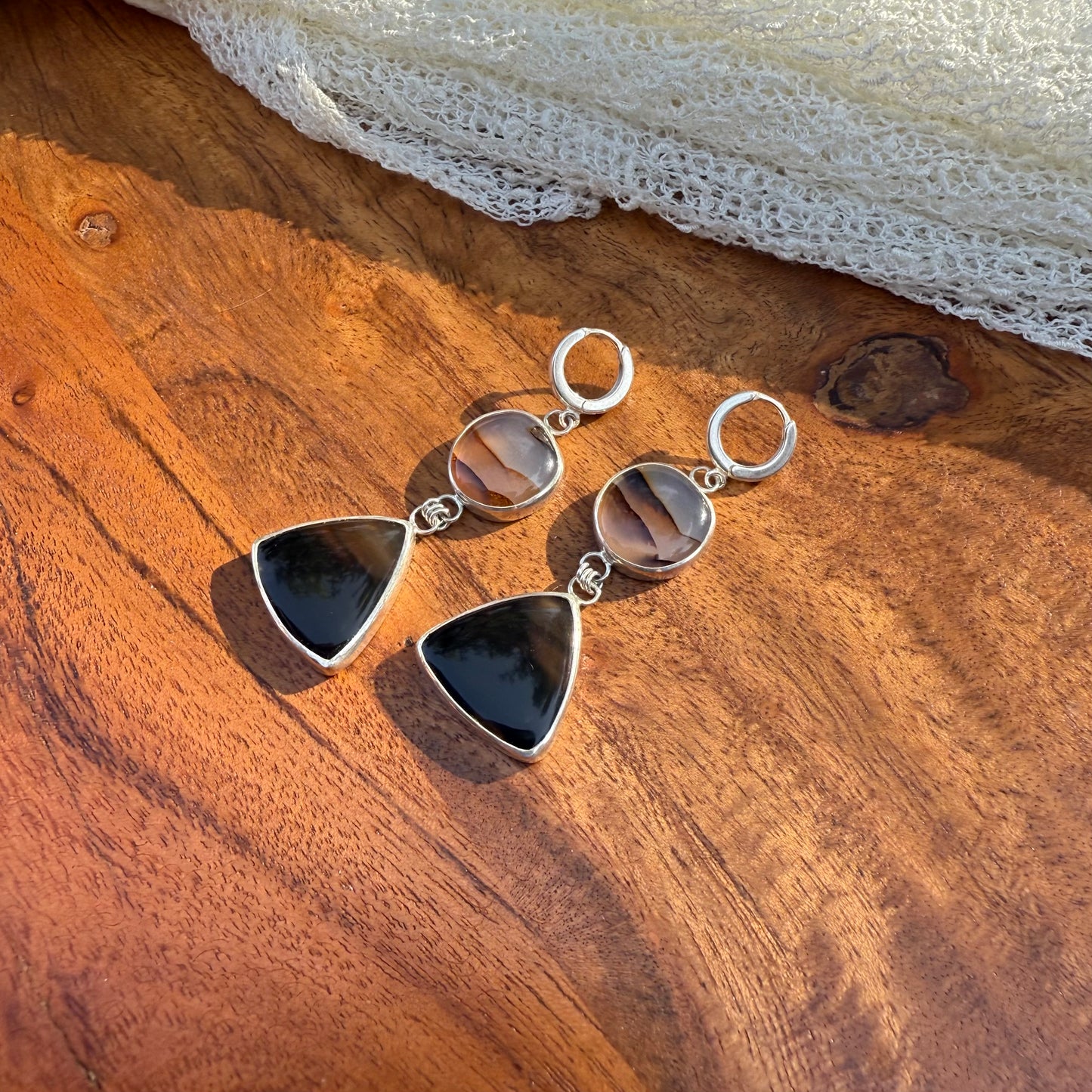 Rainbow Iris Montana Agate Earrings
