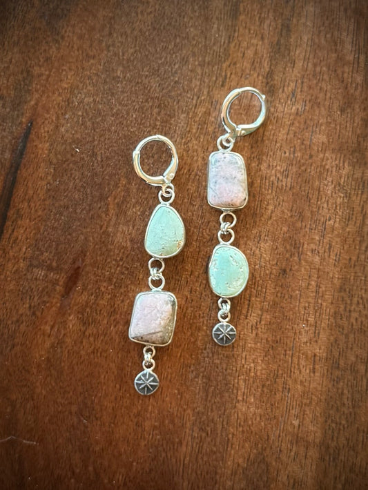 MT Turquoise & Pink Rhodonite Earrings
